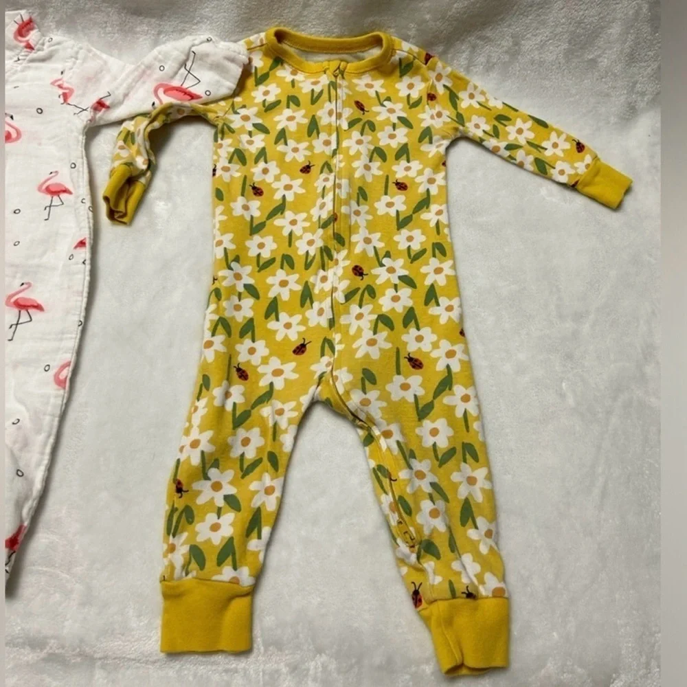 Old Navy Yellow Floral Long Sleeve Onesie